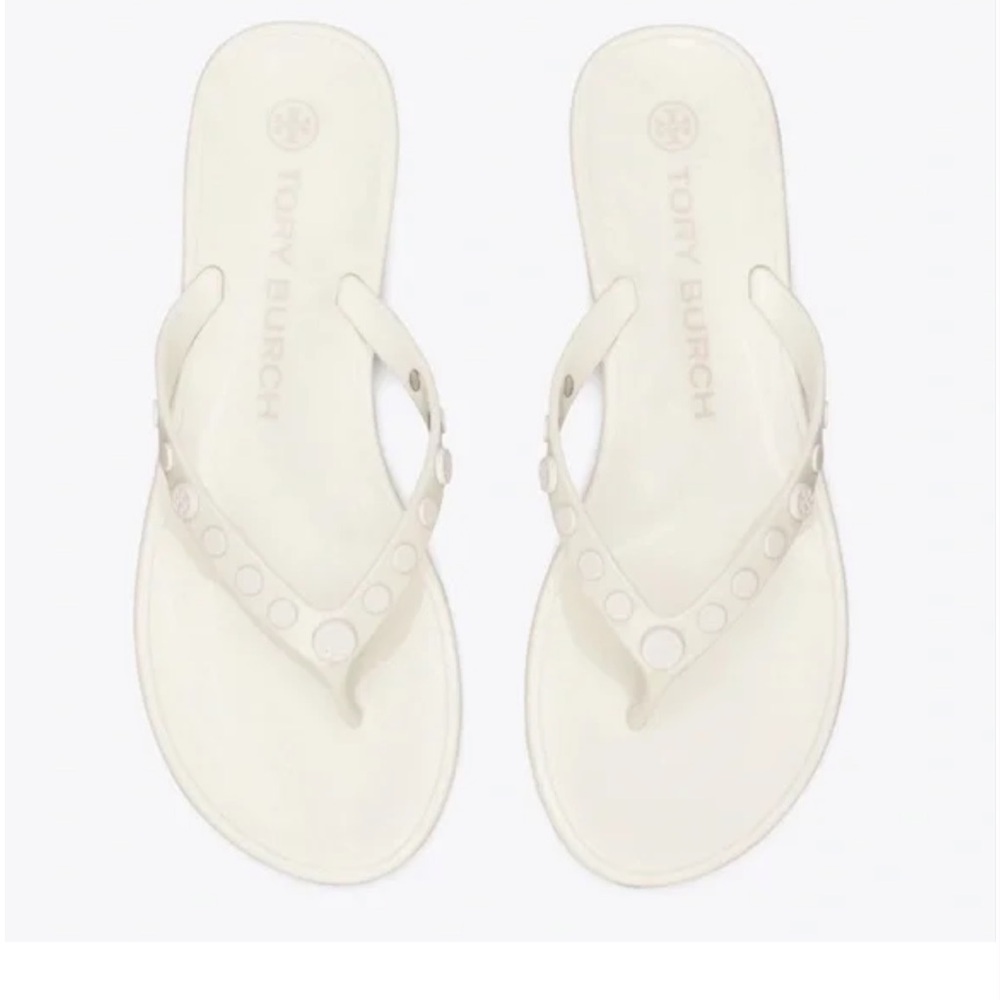 NEW Tory Burch Ivory Studded Jelly Sandals